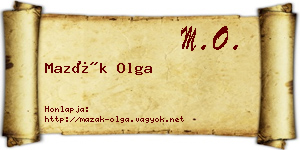 Mazák Olga névjegykártya